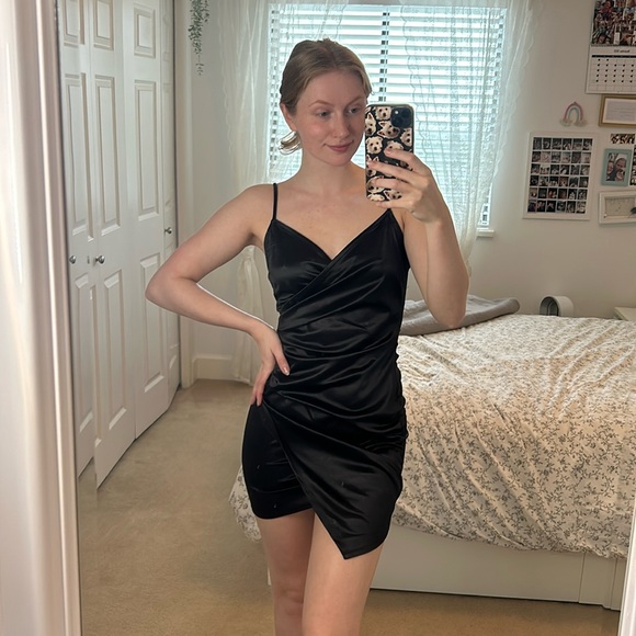 Black Satin Dress - Picture 1 of 3